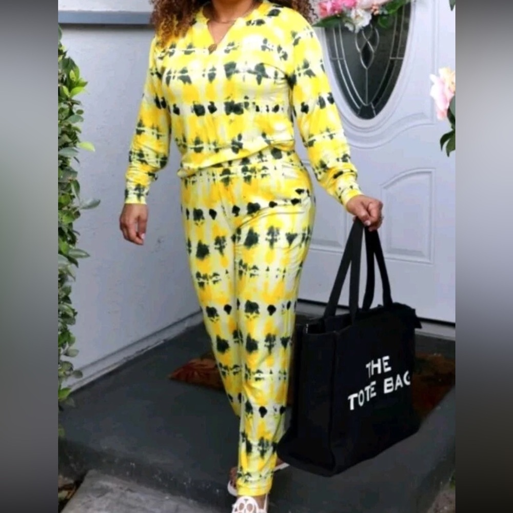 Cabi Atomic Lounger Set Sweatshirt & Pants‎ Yellow Comfy Size XS